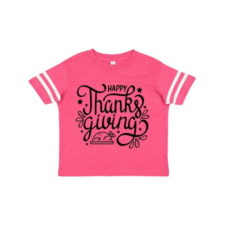 

Inktastic Happy Thanksgiving Hand Lettering with Turkey and Stars Gift Toddler Boy or Toddler Girl T-Shirt