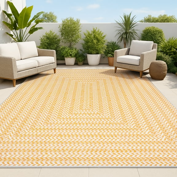 JONATHAN Y SANTA MONICA 4 x 6 Area Rug, Chevron Concentric Squares - Orange/Cream, SMB206C-4
