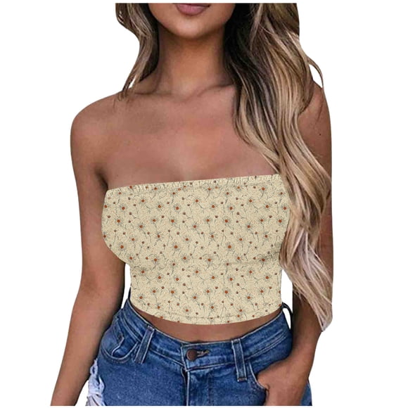 Wo-Fusoul Women's Tube Top, Sleeveless Strapless Casual Summer Top, Solid Color Fashion Basic Wear for Daily Comfort