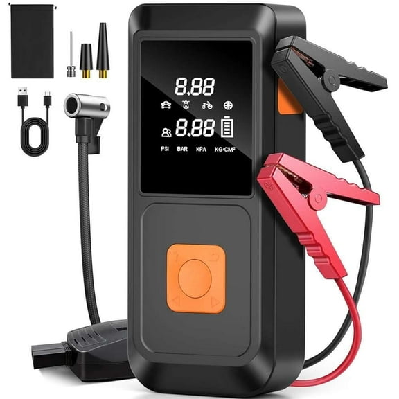 Jump Starter with Air Compressor,Cordless Portable Tire Inflator with Car Jump Starter 150 PSI Tire Air Compressor and Jump Starter Combo 12V/2000A for Car Tires