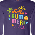 thumbnail image 3 of Inktastic Hello Summer with Sunshine and Palm Tree Long Sleeve T-Shirt, 3 of 4