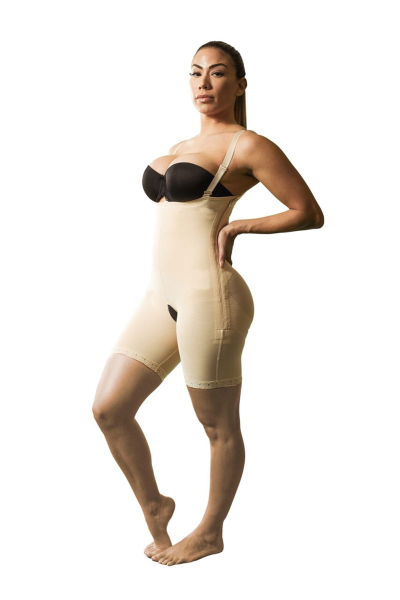 Compression Garment - Body With Suspenders, Above The Knee Body Suit - XXL  - 39-41 Inch Under Bust, 38-40 Inch Waist, 46-48 Inch Hip, 25.5-27 Inch