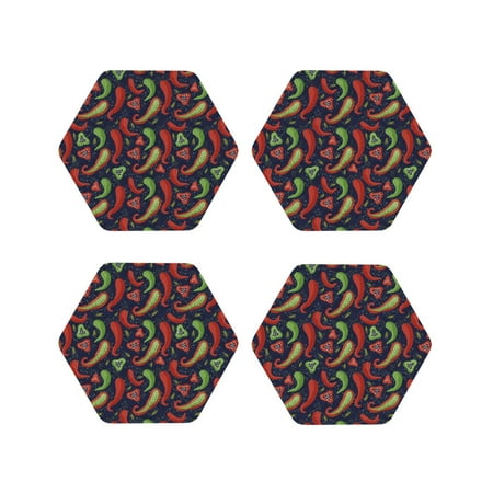 

Tideii Red Chili for Leather Coasters 4 Pieces Anti-fouling and Anti-scalding Decorative Coasters Suitable for Restaurants Kitchens Coffee Shops-Hexagon