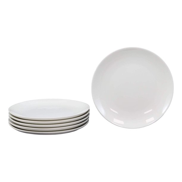 Ebros Pack Of 6 White Porcelain Round Plates (7" Appetizer Dessert Side