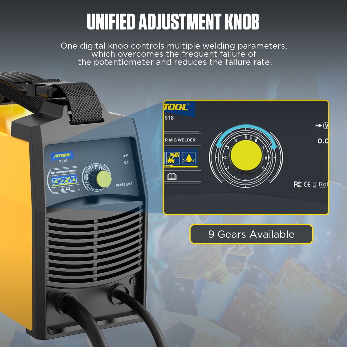 AUTOOL Welder Gasless MIG Welding Machine 110V Portable IGBT Inverter Welder Flux Core Self-Shielding Welding Machine W/ Overheat Protection & Adjustment Knob for Beginner Repair