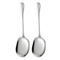 thumbnail image 1 of cucharas grandes de acero inoxidable con cabeza cuadrada para servir, ideales para bufés, cenas, arroz, sopas y ensaladas. Mango largo, aptas para lavavajillas., 1 of 7