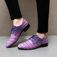 thumbnail image 6 of Men's Lace‑Up Oxford Dress Shoes, Crocodile Embossed Glossy Upper Footwear with Block Low Heel Outsole for Formal Events and Dress‑Up Occasions, 6 of 9