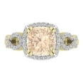 thumbnail image 2 of Dazzlingrock Collection 7mm Cushion Morganite & Round White Diamond Halo Split Shank Engagement Ring for Women (0.25 ctw, Color I-J, Clarity I2-I3) in 10K Yellow Gold, Size 6.5, 2 of 6