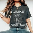 thumbnail image 4 of Fueled By Caffeine Rage T-Shirt, Funny Feral Raccoon Shirt, Angry Raccoon Meme Graphic Tee, 4 of 8
