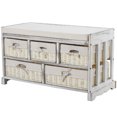 thumbnail image 2 of HOMCOM Wooden Shoe Bench with Cushion, Entryway Bench with 5 Removable Storage Baskets for Entryway, Living Room, Cream White, 2 of 9