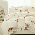 thumbnail image 3 of Move Over White Floral Duvet Cover Set King Ruffle Flowers Bedding Sets Ruffle Pattern Microfiber No Filling, 3 of 10