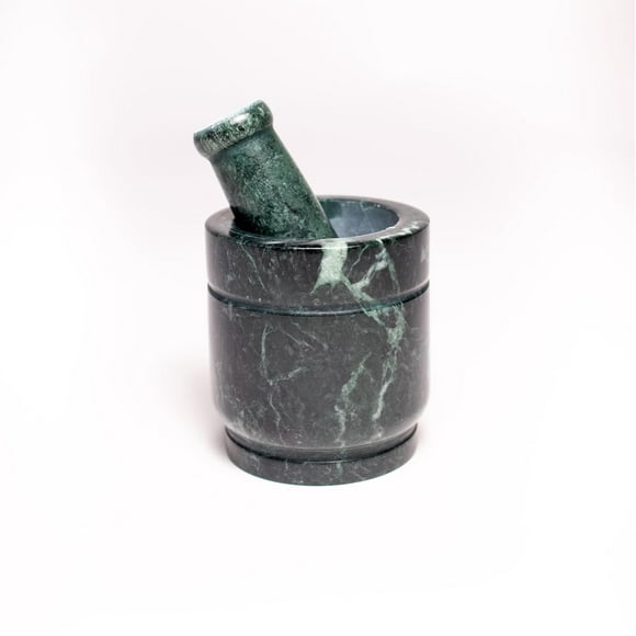 Green Marble Khal Batta | Mortar & Pastel | Traditional Kharal Grinder | Imam Okhli Musal | Kitchen Marble Masher Round (4X4 Inch)