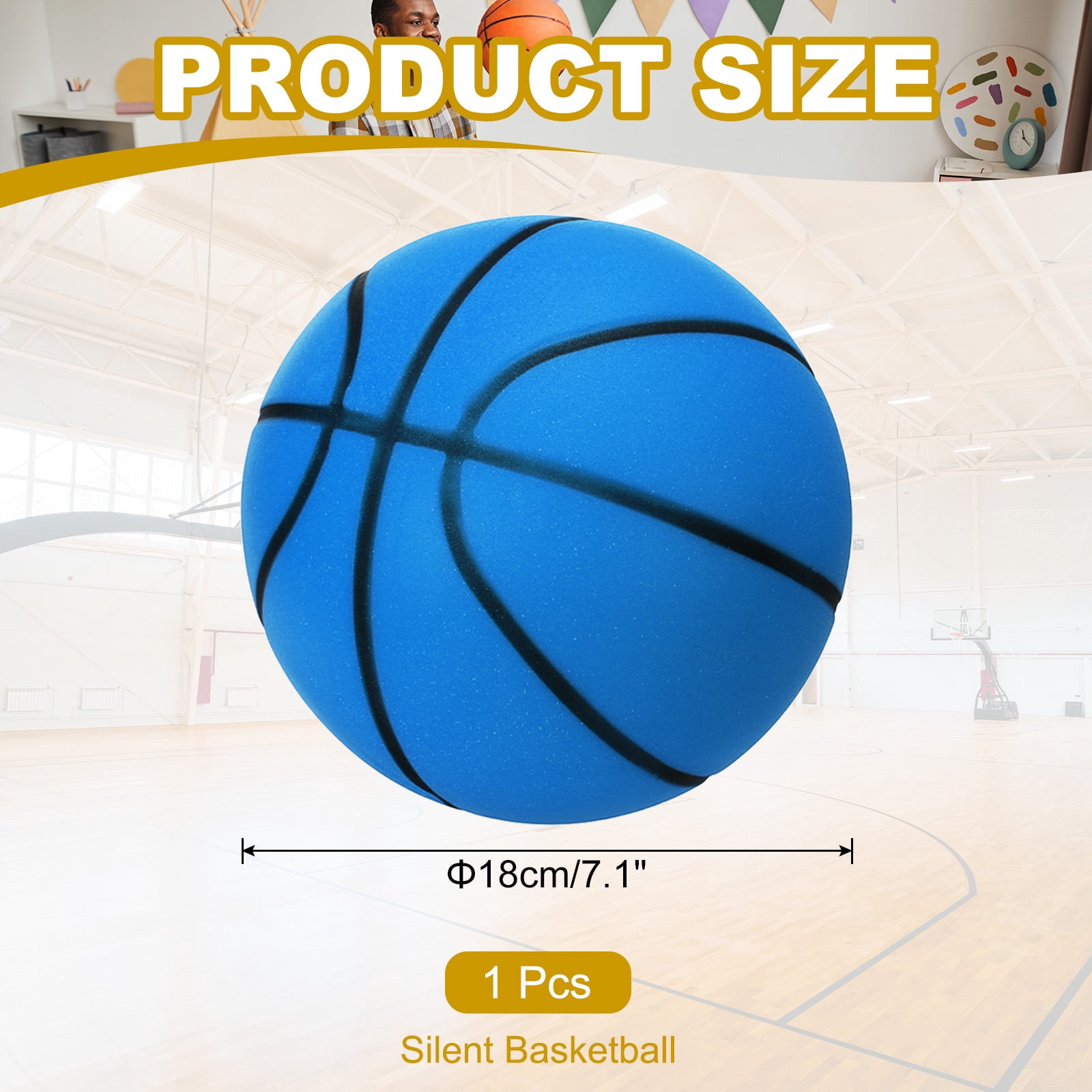 Uxcell Silent Basketball, Size 3 No Noise High-Density Foam Dribbling Indoor Basketball for Quiet Dribbling and Indoor Training, Blue