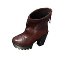 thumbnail image 2 of OKBOP Women's Platform Boots Round Toe Zip-Up Stability Foam Cushioning Brown Stylish Women's Boots Sizes 36, 2 of 5