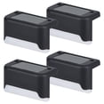 thumbnail image 1 of Paquete de 4 luces solares para cubierta, luces LED solares para escalones, lámpara solar impermeable, iluminación exterior para escaleras, terrazas, patios, (negro-blanco cálido), 1 of 5