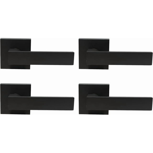 Serrures de Porte de Passage avec Rosace Carrée pour Porte Intérieure, Couloir Ou Garde-Robe, Levier de Porte Sans Clé à Fini Mat, Poignée de Porte Réversible Robuste