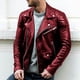 thumbnail image 3 of Chaqueta de cuero para hombre europea y americana, chaqueta de cuero de motociclista punk con cuello alto para jóvenes y hombres, 3 of 5