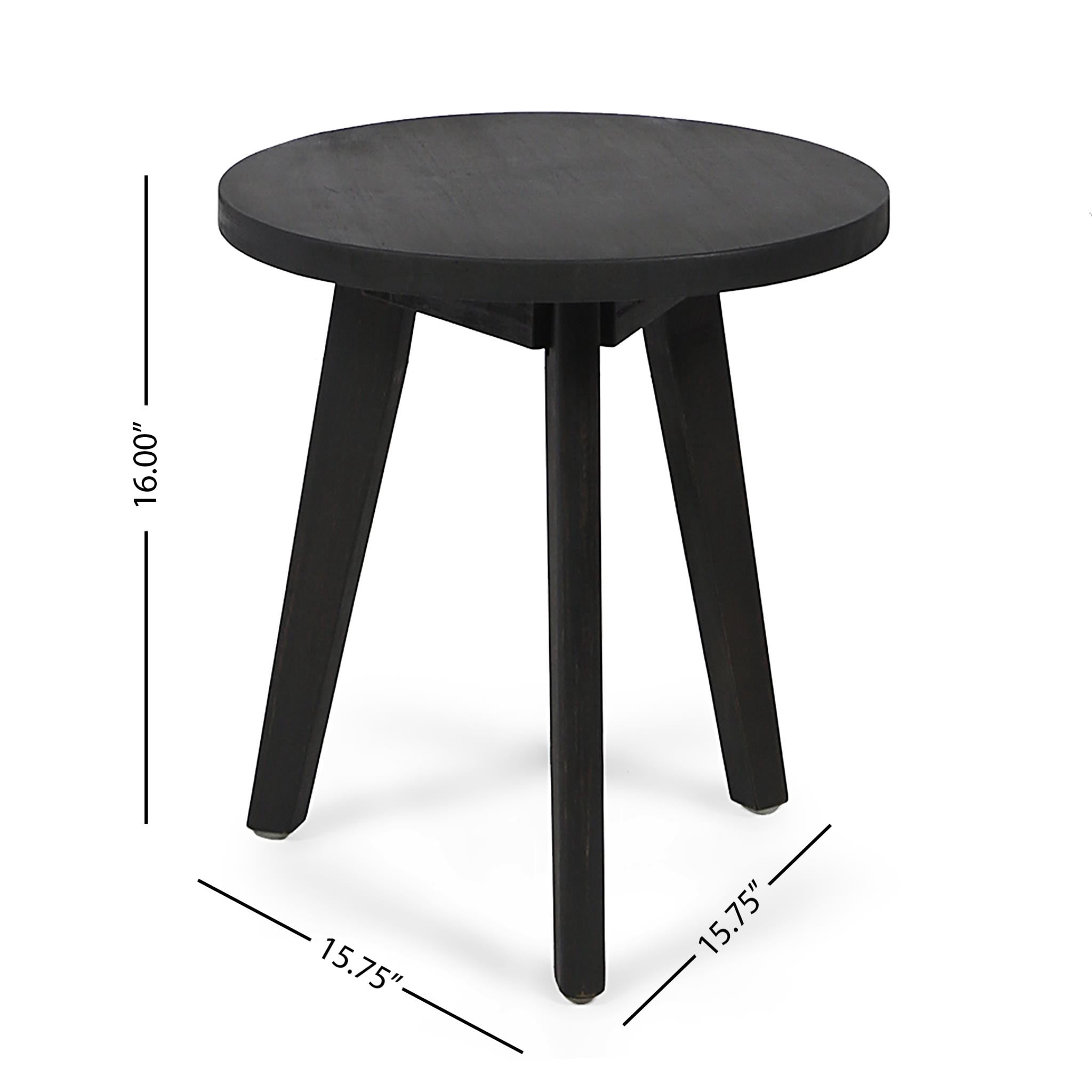 Handcrafted Round Acacia Wood Tripod Side Table, 3‑Leg Mod‑Style Outdoor End Table with 50 LB Weight Capacity for Patio Deck Backyard