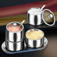 thumbnail image 4 of 4 Grids 304 Stainless Steel Seasoning Containers Set with Lid Spoon and Tray, 4 of 9