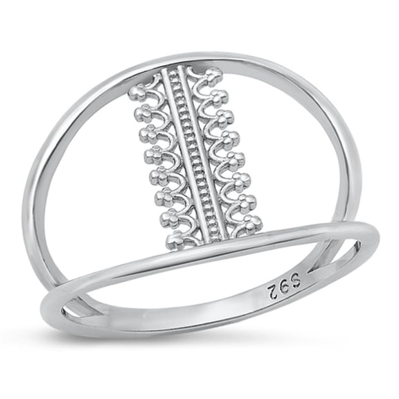 Fashion Split Shank Ring .925 Sterling Silver Pattern Band Jewelry Female Male Unisex Size 8