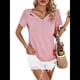 thumbnail image 1 of Tops con Escote en V y para Mujer, Camisetas de Verano, Camisetas Informales Lisas de Corta, Camisetas Rosas S, 1 of 10