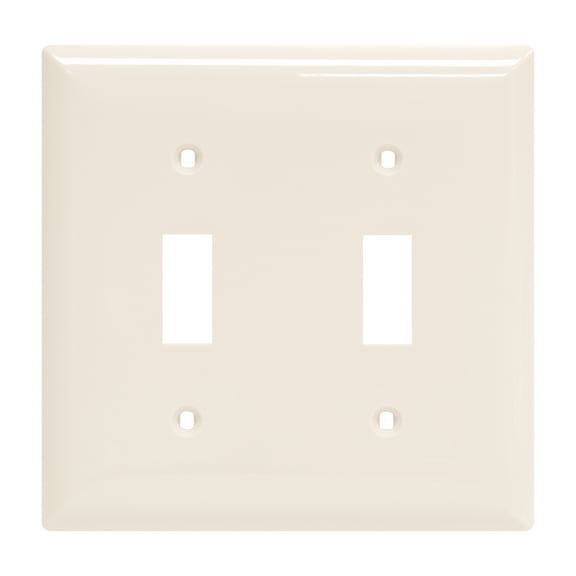 Power Gear Double Toggle Switch Oversized Wall Plate Cover, 2 Gang, Unbreakable Faceplate, x 4.9”, Screws Included, Light Almond