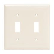 Power Gear Double Toggle Switch Oversized Wall Plate Cover, 2 Gang, Unbreakable Faceplate, x 4.9, Screws Included, Light Almond
