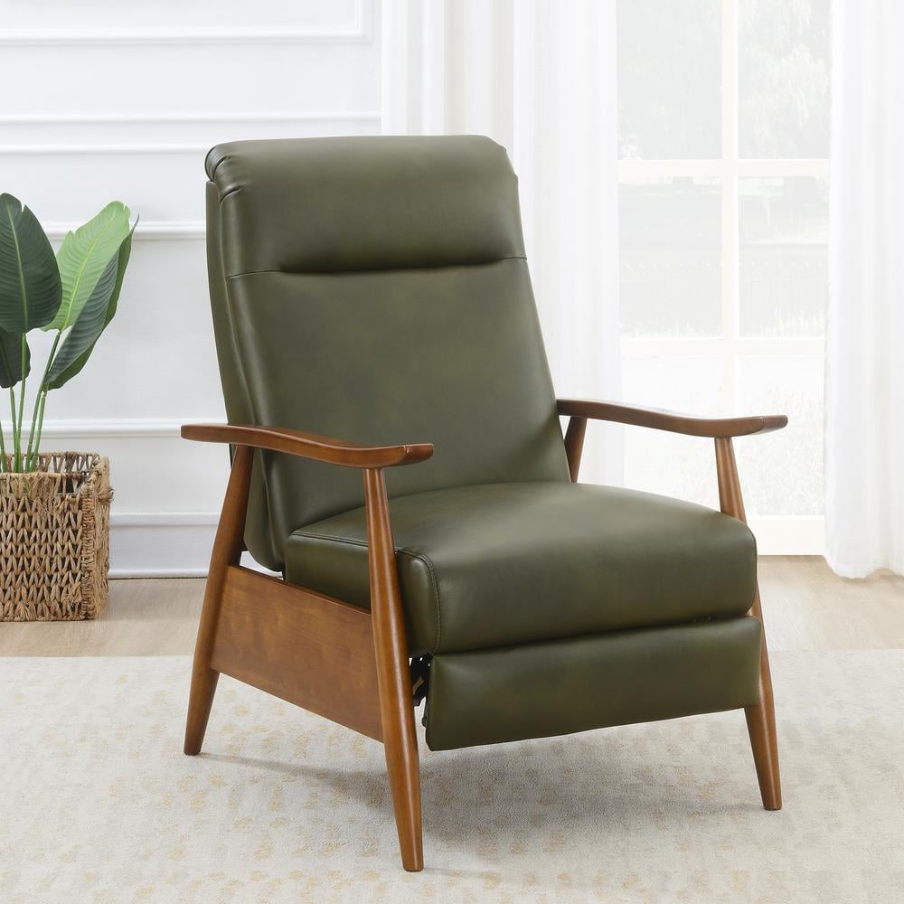 Comfort Pointe Solaris Fern Green Faux Leather Wood Arm Push Back Recliner