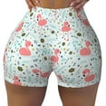 thumbnail image 2 of Picia Cute Flamingo Printed Workout Shorts for Women Seamless Scrunch Butt Lifting High Waisted Yoga Gym Booty Running Moisture-wicking Short Pants-Small, 2 of 9