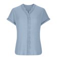 thumbnail image 4 of Diufon Women's Knit Tops Summer Short Sleeve V Neck Blouses Lace Peathwork Solid Color Tees, 4 of 6