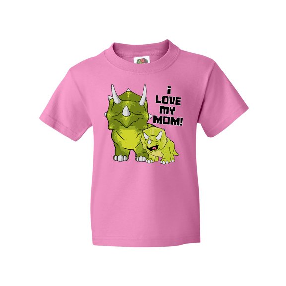 Inktastic I love my Mom with Baby and Mommy Triceratops Youth T-Shirt
