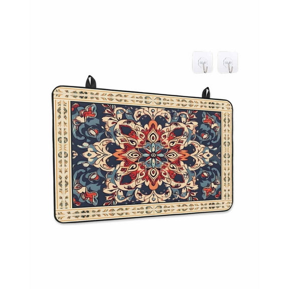 Stove Top Covers for Electric Stove 31x24 Inches, Bohemian Heat Insulation Fireproof Glass Cooktop Protector, Blue Retro Boho Ethnic Farmhouse Colorful Countertop Stovetop Cover for Kitchen