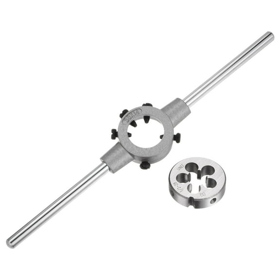 Uxcell Die Stock Handle Set, 1/2-28 UNEF Round Die and Wrench Fits 38mm OD / Metric M12-M14 Dies