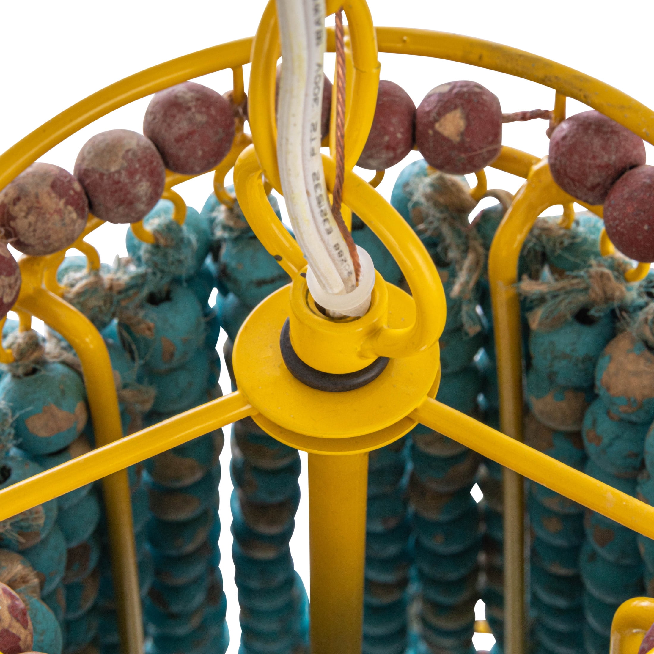 Creative Co-Op Draped Wood Bead Chandelier, Multicolor