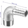thumbnail image 4 of Paquete de 2 accesorios de púas para manguera-codo de 90 grados, conector de tubería de acero inoxidable de 15mm, se aplica al combustible de agua (tubo macho g1/2), 4 of 5