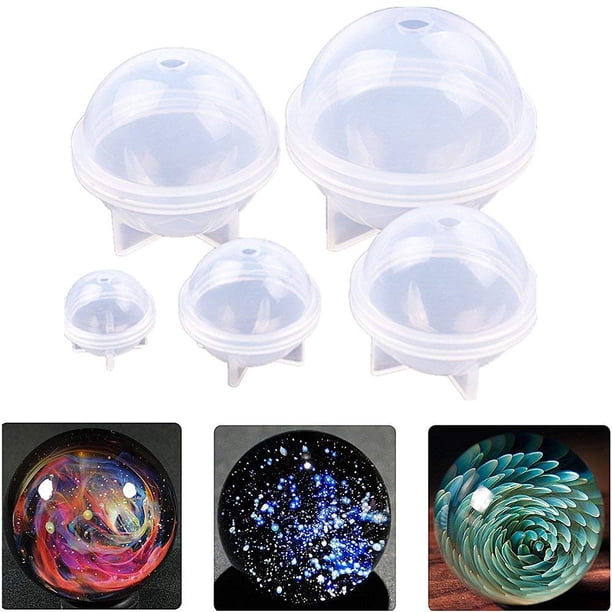 Molde de silicona redondo de esfera para hacer tú mismo para hacer joyas de resina epoxi, cera de vela, jabón casero, molde de plástico para bombas de baño, 5 moldes para bolas Molde de silicona redondo de esfera para hacer tú mismo para hacer joyas de resina epoxi, cera de vela, jabón casero, molde de plástico para bombas de baño, 5 moldes para bolas