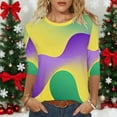 thumbnail image 4 of Ladies Mardi Gras Tops Funny Graphic Crew Neck Tee Shirts Lightweight 3/4 Sleeve New-Orleans Party Pullover Soft Fat Tuesday Outfits 2026, 4 of 7