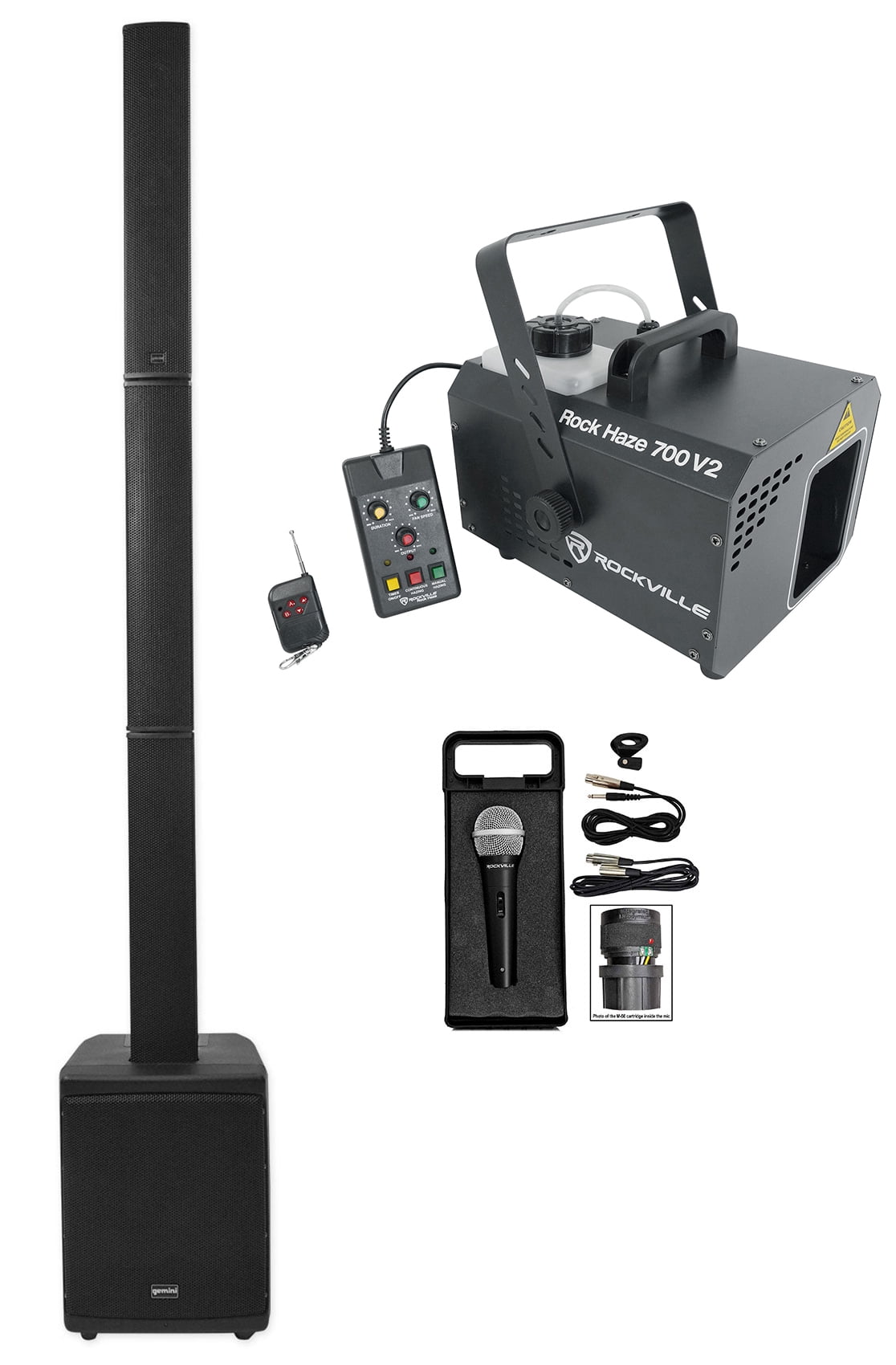 Gemini Rechargeable Line Array Portable PA DSP DJ Speaker System w/Sub