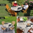 thumbnail image 4 of Modern Grey Beige Round Tablecloth for 36-44 Inch Tables, Fitted Table Cover with Elastic Edge, Abstract Geometric Textured Waterproof Outdoor Table Cloth Protector for Patio Garden Dinner Picnic, 4 of 9