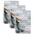 thumbnail image 2 of Western Cowboy Boots Kitchen Towels Set of 3, Vintage Country Blue Wooden Absorbent Dish Towels for Kitchen, Microfiber Hand Towel, Quick Drying Tea Towel for Cleaning Decorative Dishcloths, 2 of 7