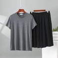 thumbnail image 2 of BaoFuBaoMei Pajamas for Men 2 Piece Set Big and Tall Crew Neck Lounge Sets Short Sleeve Top and Shorts Sleepwear Sets Comfy Soft Loungewear with Pockets, 2 of 5