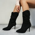 thumbnail image 2 of Dasayo Slouch Womens Boots Black Mid-Calf Wide Calf High Heel Dressy Pointed Toe Boots Woman Shoes 35, 2 of 8