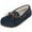 Navy, variant on Women House Slippers Faux Furs Indoor Outdoor Moccasin Shoes Fuzzy Fluffy Furry Loafers Warm Flat Shoes Furry Slippers
