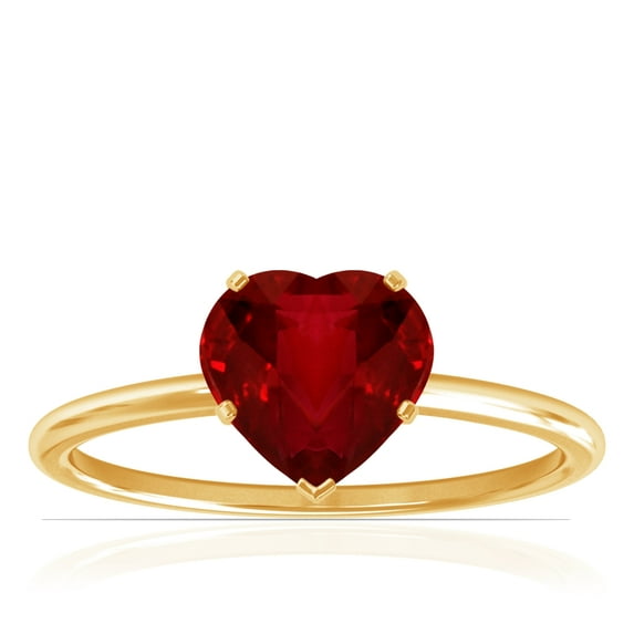 GemsNY July Birthstone - Dainty Heart Shape Four Prong Ruby Solitaire Ring (Grade - AAAA | 1.00cts.)