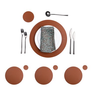 Efavormart 10 Pack Metallic Gold Sheer Organza Round Placemats with Swirl Foil Floral Design, 13 ...