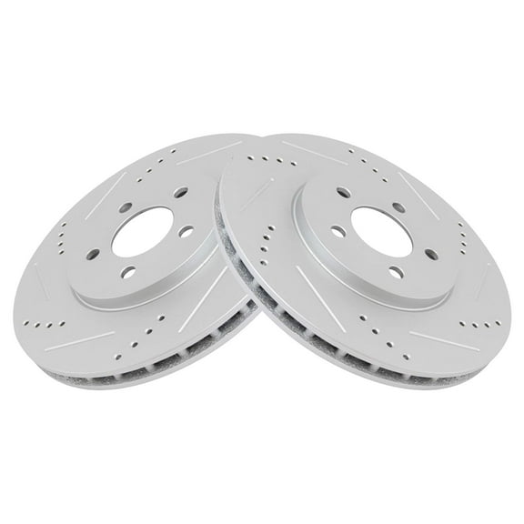TRQ Front Performance Brake Rotors Set Premium G-Coated Cross Drilled & Slotted Fits Select 1994-2004 Ford Mustang
