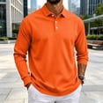 thumbnail image 5 of Long Sleeve Polo Shirts for Men Classic Button Golf Shirt Casual Collared Thermal Work Pullover Tops Saffron XXL, 5 of 8