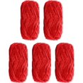 thumbnail image 1 of ZHAOCHENG Paquete de 5 hilos de terciopelo de chenilla súper suaves, lana para tejer, gruesos y cálidos, para tejer a crochet, para hacer manualidades, hacer muñecas, bolsos y suéteres, color rojo, 1 of 2