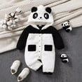 thumbnail image 2 of lnmuld Winter Outfits 2 Piece 2025 Autumn Winter Baby Girl Outfit Set Featuring Adorable Panda Contrast Color Design Solid Color Size:12-18 Months, 2 of 9