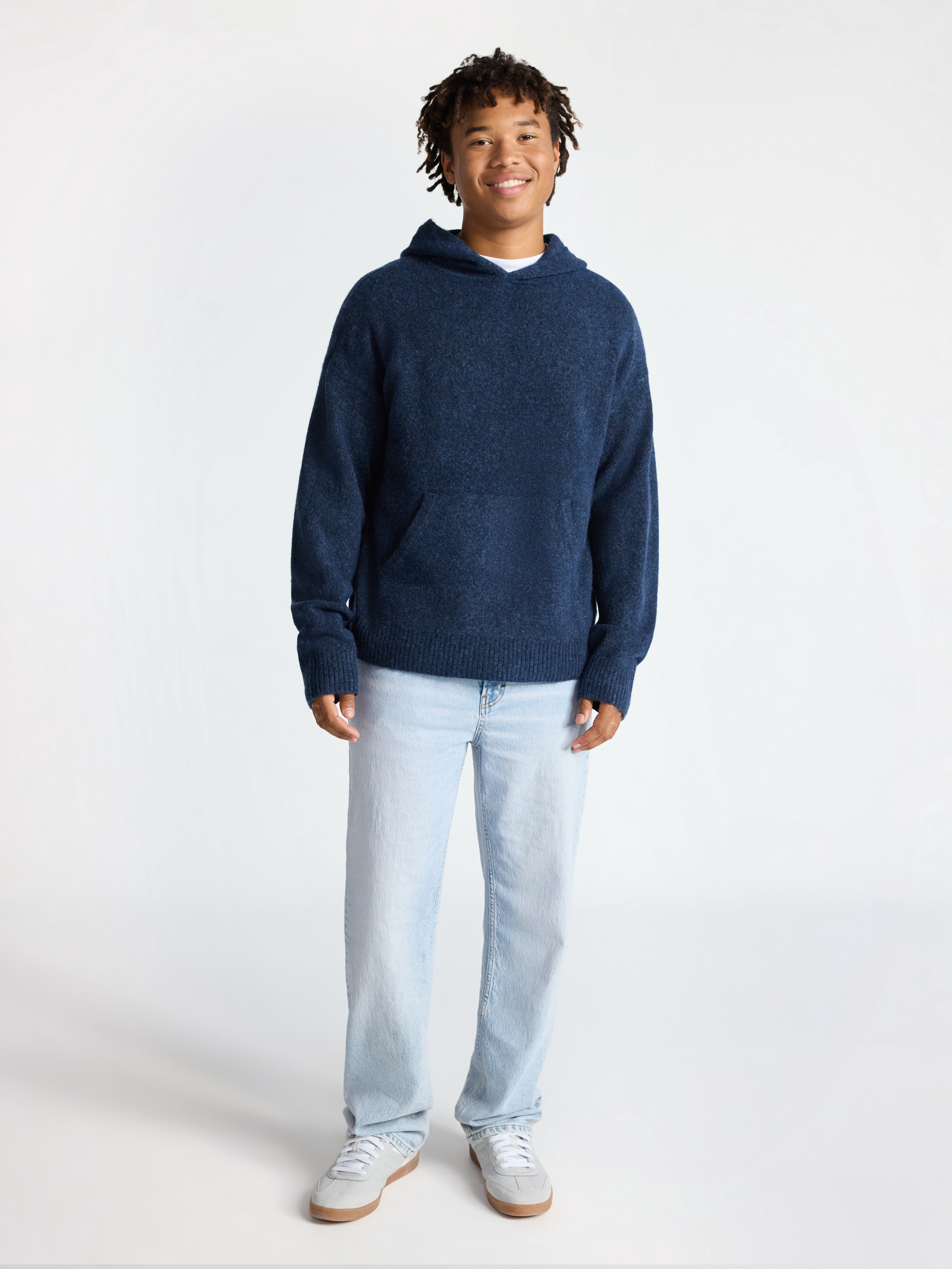 No Boundaries Brushed Hooded Sweater with Long Sleeves, Midweight, Men's & Big Men's XS-3XL